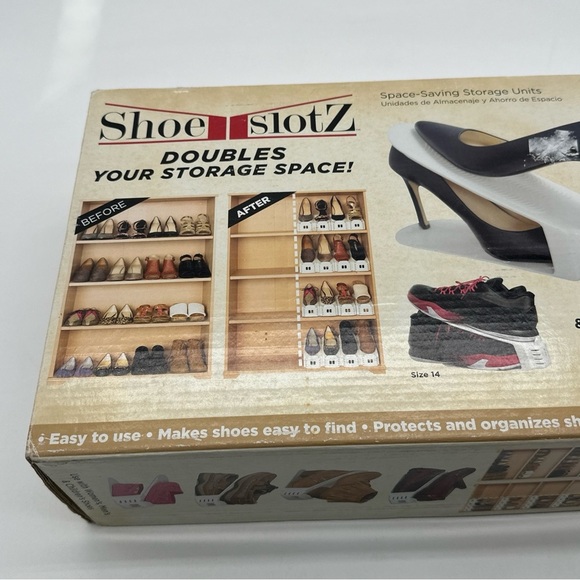 SHOE SLOTZ 6pc White Space Saver Shoe Storage, Doubles Your Storage Space!! NEW! - Picture 4 of 4